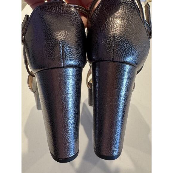 Banana Republic Women's Size 8 Pewter Metallic Leather Platform Heels - Picture 5 of 13